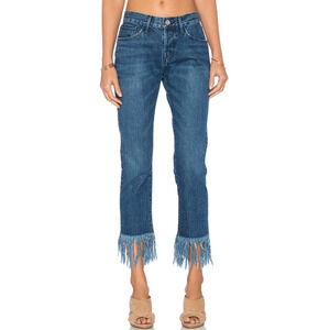 3X1 NYC Blue Lima Fringe Straight Cropped Jeans size‎ 26
